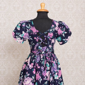 1990s Eve Too Black Color Floral Print Girl Dress image 5