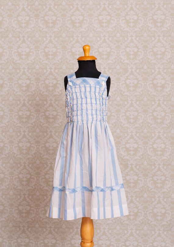 light blue and white striped dress