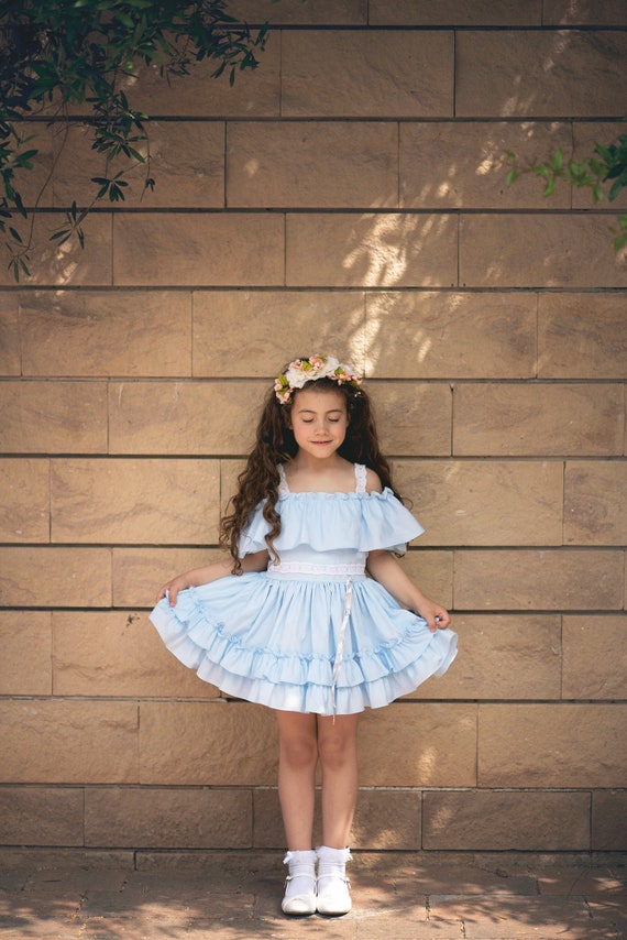 pale blue ruffle dress