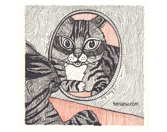 Ancient Original ink drawing by Ng Ling Tze aka Tamaow