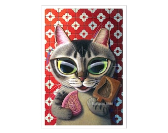 ZooZoo - Fine Art Print | Cat Art Print | Cat Portrait Print | Cat Lover Print | Cat Artwork | Cat Lady Gift | 4R Unframed