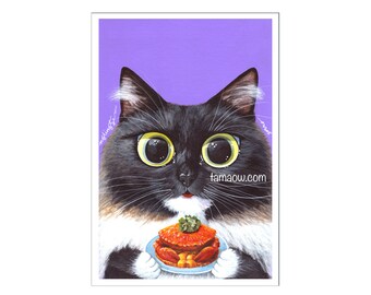 Zorro - Fine Art Print | Cat Art Print | Cat Portrait Print | Cat Lover Print | Cat Artwork | Singapore Hawker Food | 4R Unframed