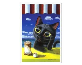 Iced Latte - Fine Art Print | Cat Art Print | Cat Portrait Print | Cat Lover Print | Cat Artwork | Cat Lady Gift | 4R Unframed