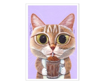 Mia - Fine Art Print | Cat Art Print | Cat Portrait Print | Cat Lover Print | Cat Artwork | Singapore Hawker Food | 4R Unframed