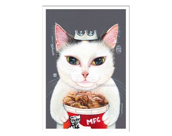 ManMan - Fine Art Print | Cat Art Print | Cat Portrait Print | Cat Lover Print | Cat Artwork | Cat Lady Gift | 4R Unframed
