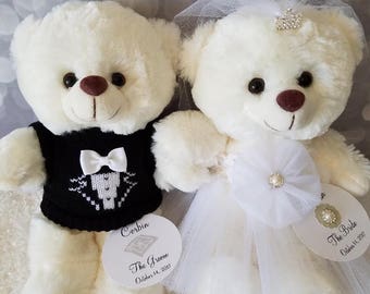 bride and groom stuffed animals