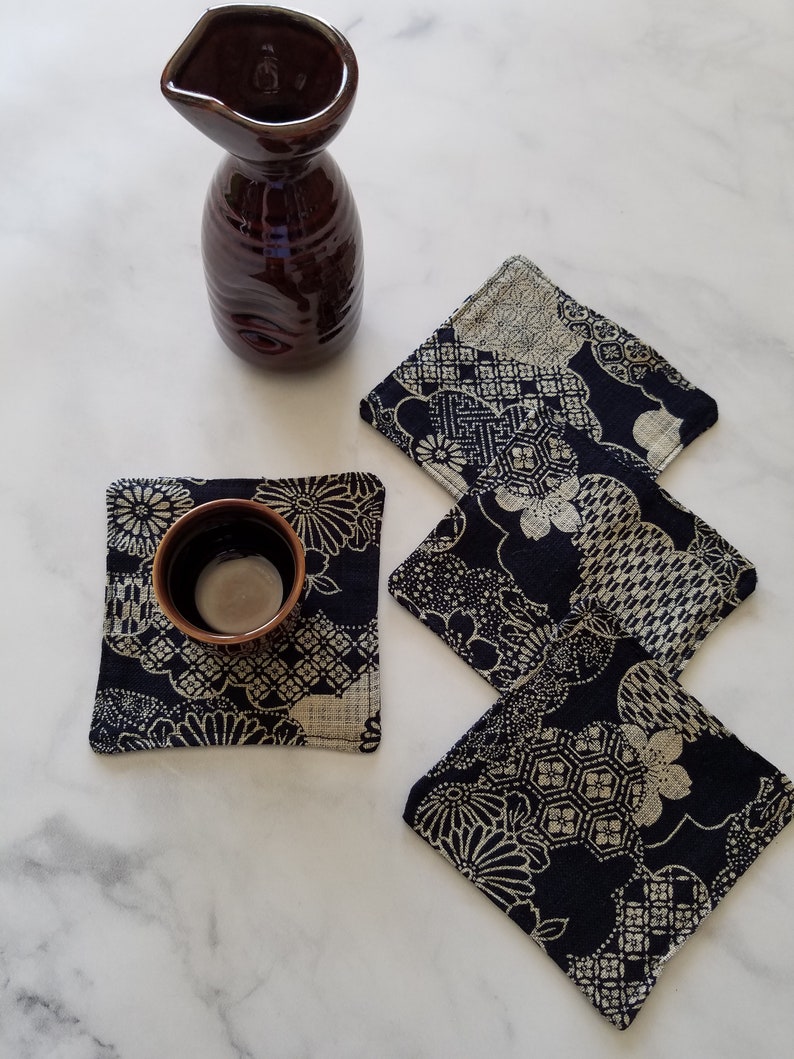 Japanese Fabric Coasters 4 x 4 Inches Choice of Design Set Etsy