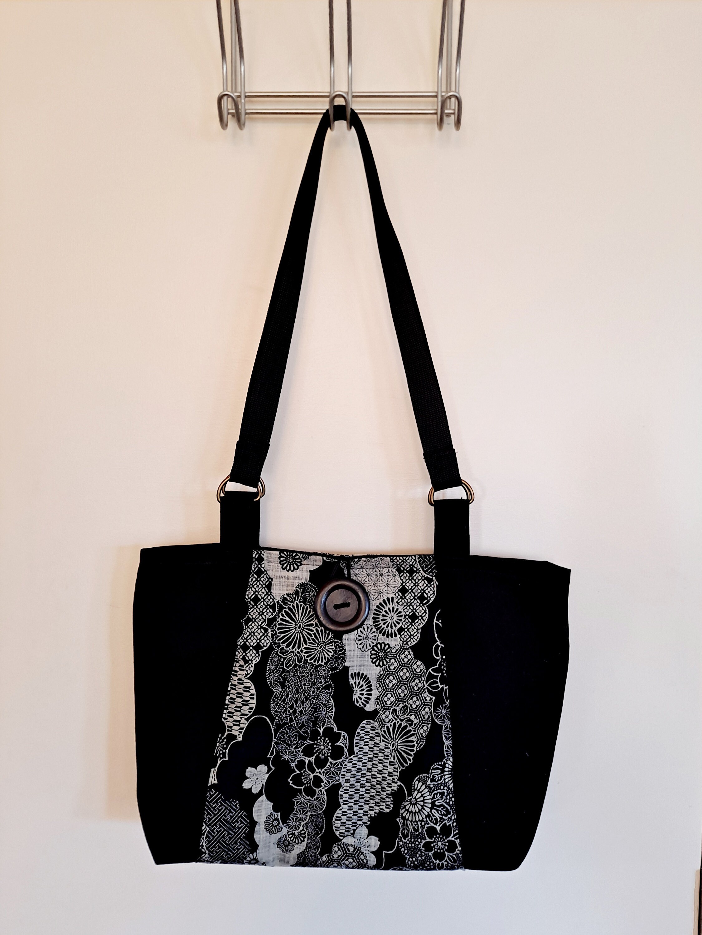 Black Handmade Everyday Tote Shoulder Bag Purse with Japanese Etsy