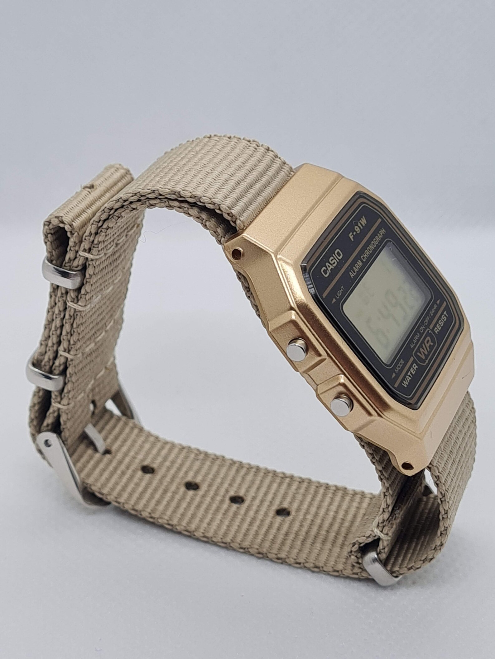 Gold Casio F91W On Desert NATO Strap Etsy