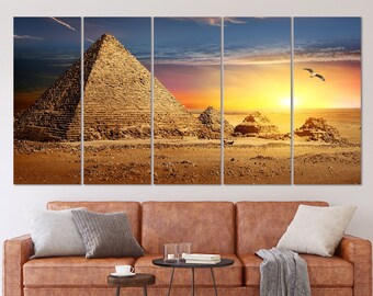 Egyptian Pyramids UFO Landscape Large Poster Art Print in multiple sizes