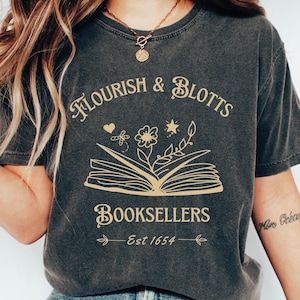 Flourish Blotts Shirt: Vintage Bookish Wizard Tee