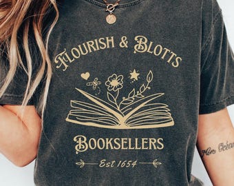 Flourish Blotts Shirt: Vintage Bookish Wizard Tee