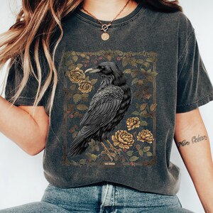 Vintage Raven Tarot Card Shirt: Gothic Goblincore Tee - Comfort Colors®