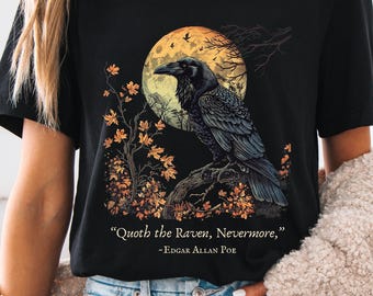 The Raven V-Neck Shirt: Edgar Allan Poe Literary Tee