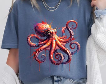 Octopus Shirt, Colorful Ocean Marine Wildlife T-shirt