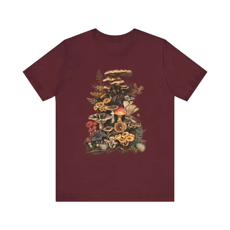 Goblincore Mushroom Shirt: Dark Cottagecore Plant Lover Tee Maroon