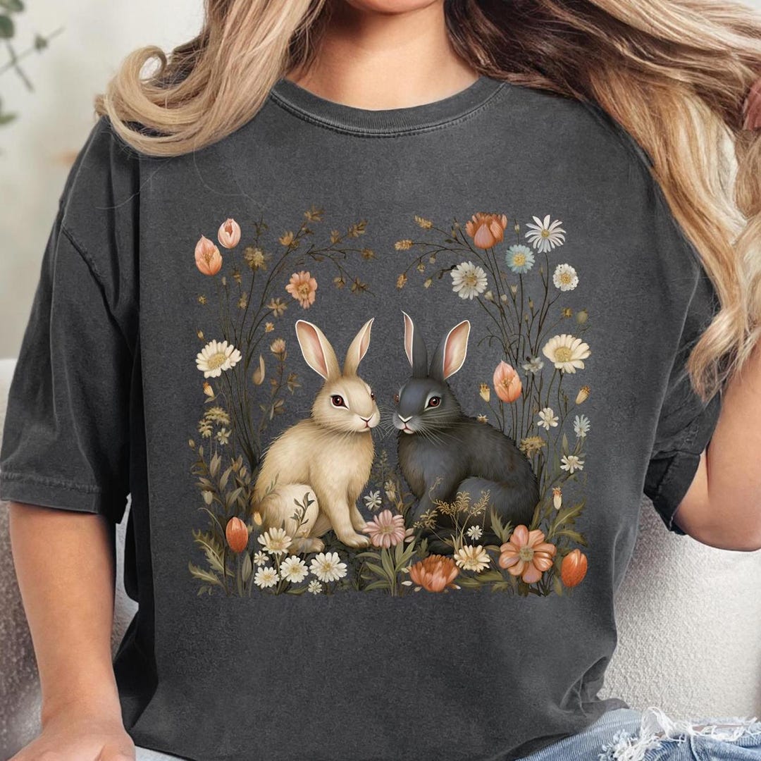 Rabbit Shirt, Fairycore Shirt, Cottagecore Vintage Hare Shirt, Sweet ...
