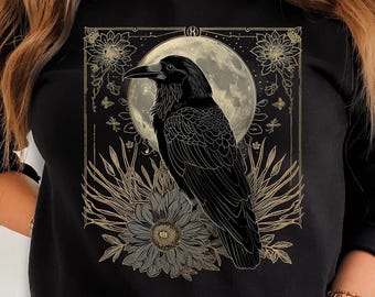 Gothic Raven Sweatshirt: Witchy Dark Academia Pullover