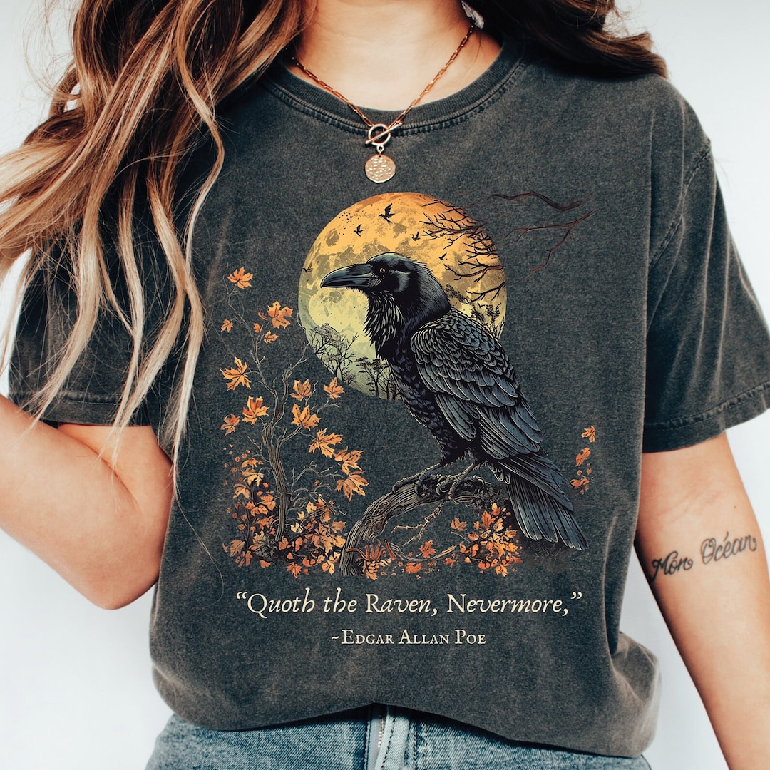 The Raven T-shirt: Edgar Allan Poe Literary Shirt - Etsy