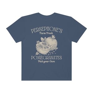 Persephone Pomegranate Shirt: Dark Academia Booktok Tee Denim