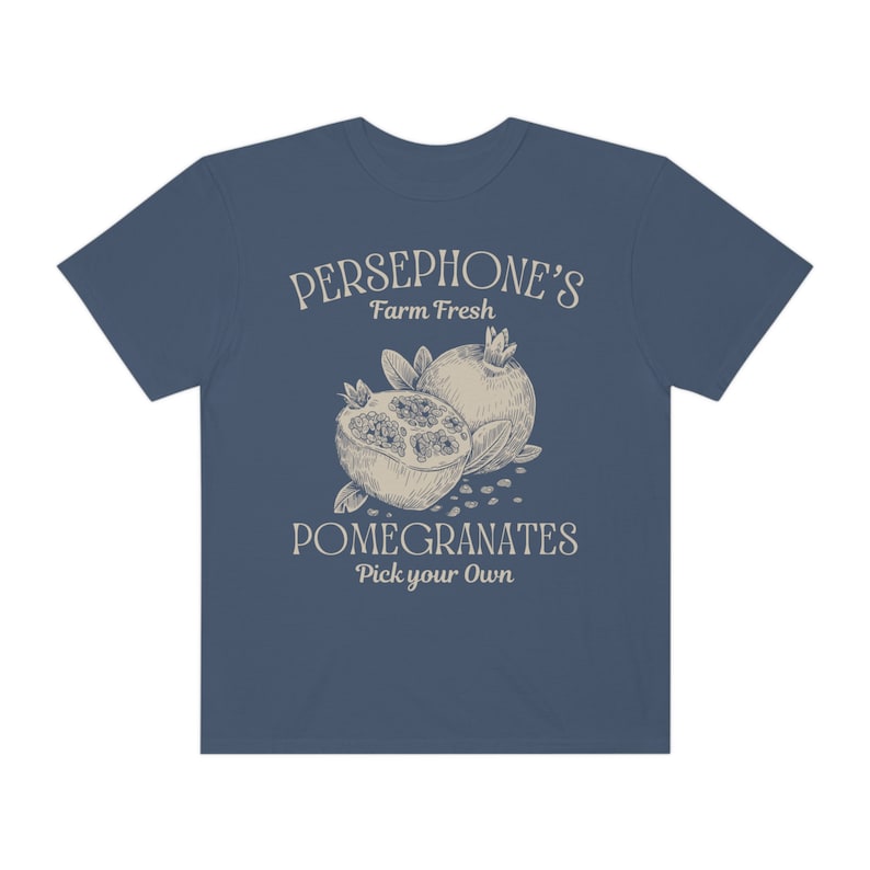 Persephone Pomegranate Shirt: Dark Academia Booktok Tee Denim