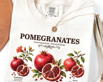 Pomegranates Comfort Colors T-shirt | Botanical Study, Gardeners, Plant Lovers, Retro Vintage Fruit