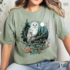 Owl Shirt: Forestcore Floral Nature Tee - Comfort Colors®