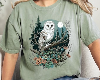 Owl Shirt: Forestcore Floral Nature Tee - Comfort Colors®