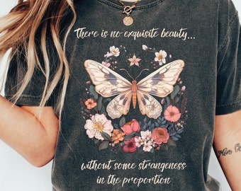 Edgar Allan Poe Shirt: Botanical Butterfly Dark Academia Tee