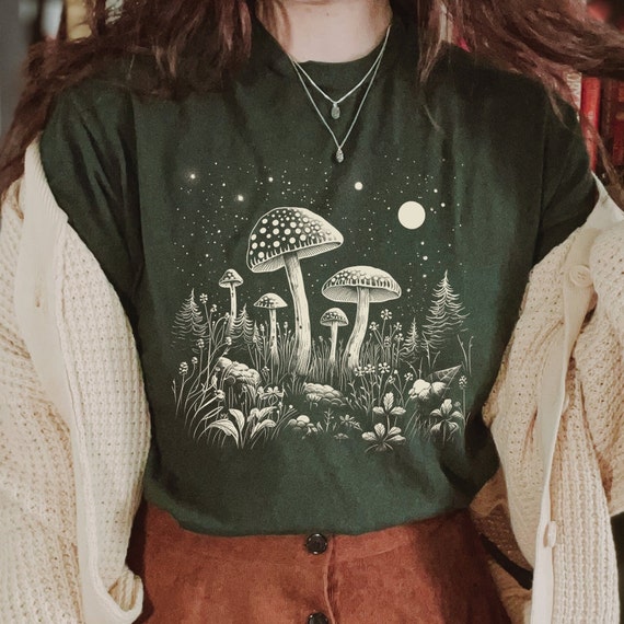 Mushroom Celestial T-Shirt: Goblincore Cottagecore Dark Academia