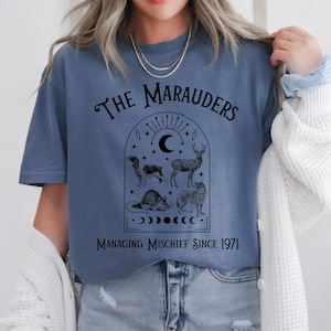 The Marauders Comfort Colors Shirt: Wizard Fandom Booktok Tee Blue Jean