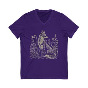 Vintage Fox Linoprint V-Neck Shirt Team Purple