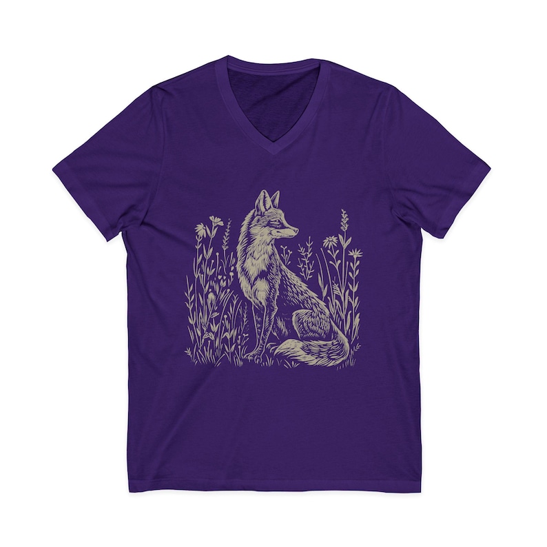 Vintage Fox Linoprint V-Neck Shirt Team Purple