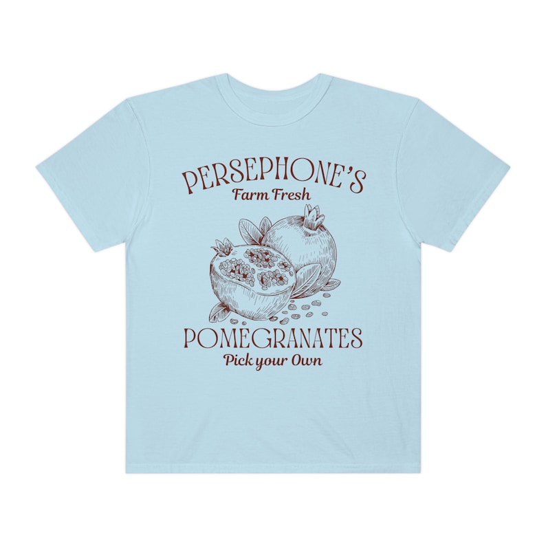 Persephone Pomegranate Shirt: Dark Academia Booktok Tee Chambray