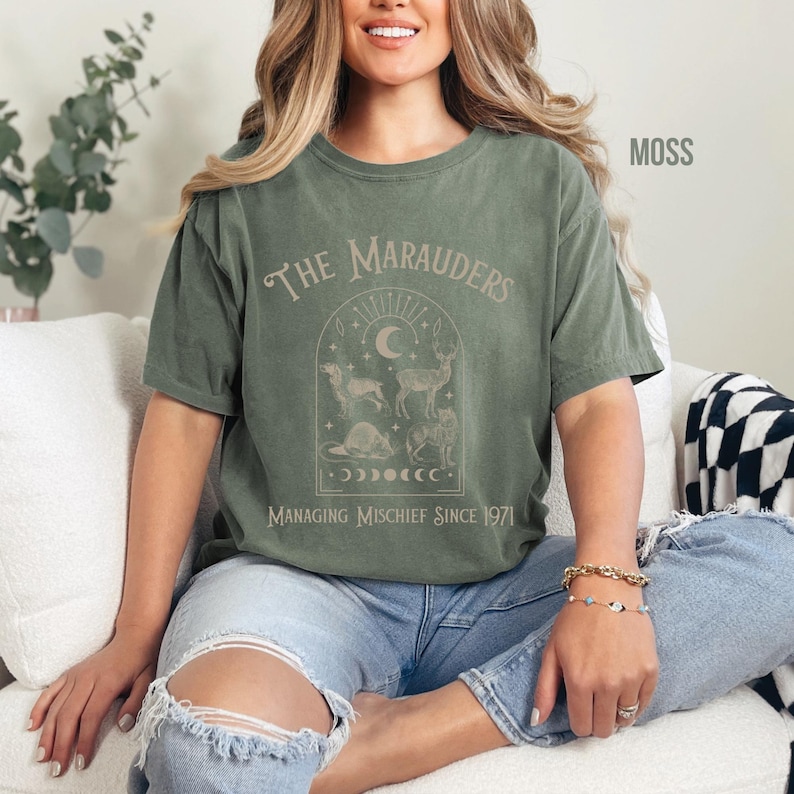 The Marauders Comfort Colors Shirt: Wizard Fandom Booktok Tee Moss