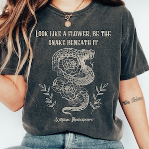 Shakespeare T-Shirt: Poet Shirt with Snake, Roses - Dark Academia Comfort Colors