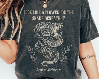 Shakespeare T-Shirt: Poet Shirt with Snake, Roses - Dark Academia Comfort Colors