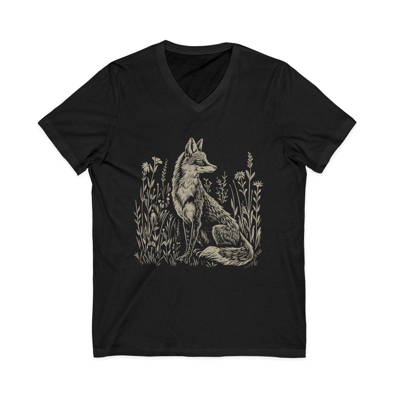 Vintage Fox Linoprint V-Neck Shirt image 2
