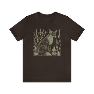 Fox & Wildflower Shirt: Vintage Linocut Graphic Bild 8