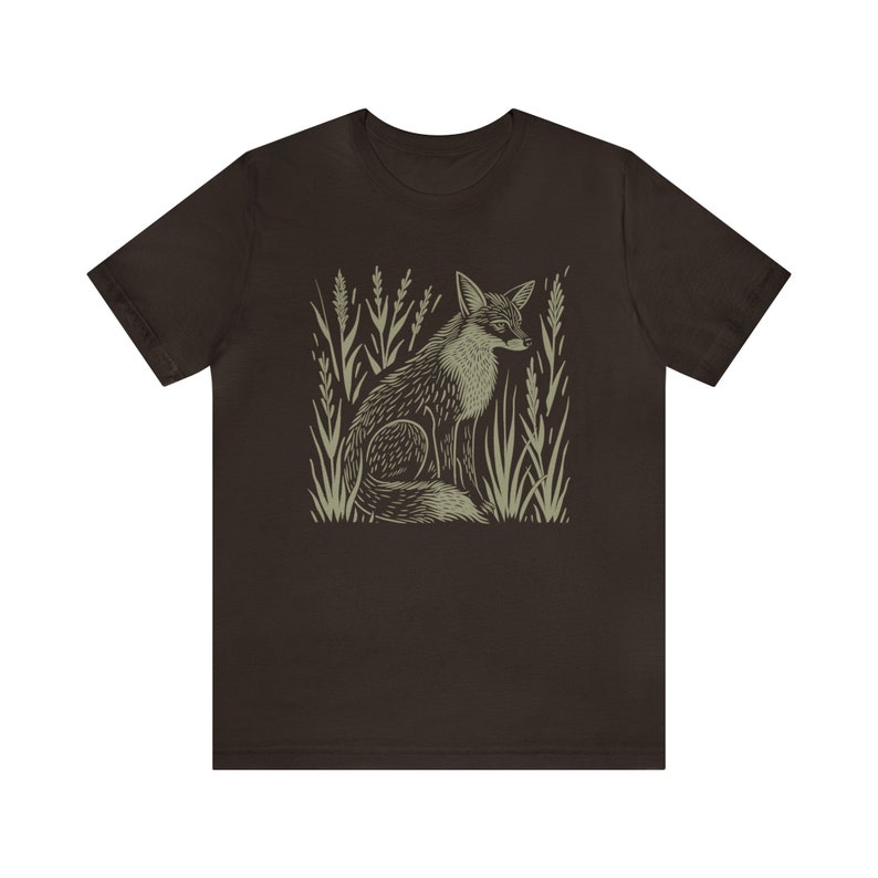 Fox & Wildflower Shirt: Vintage Linocut Graphic Bild 8