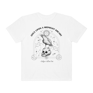 Edgar Allan Poe Raven Skull Shirt - Comfort Colors Literary Tee White