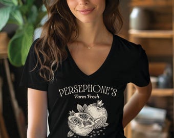 Persephone's Pomegranates V-Neck Shirt: Dark Academia Tee