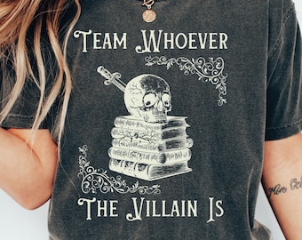 Team Villain Bookish Shirt: Dark Academia Botanical Skull Tee