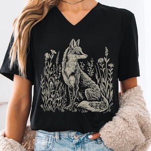 Vintage Fox Linoprint V-Neck Shirt