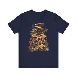 Goblincore Mushroom Shirt: Dark Cottagecore Plant Lover Tee Navy