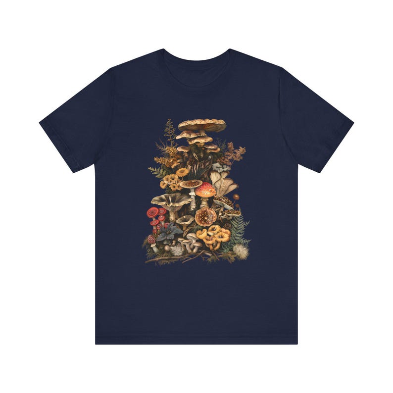 Goblincore Mushroom Shirt: Dark Cottagecore Plant Lover Tee Navy