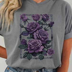 Vintage Roses Graphic Tee: Retro Gothic Floral Shirt