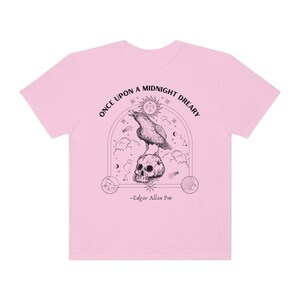 Edgar Allan Poe Raven Skull Shirt - Comfort Colors Literary Tee Blossom