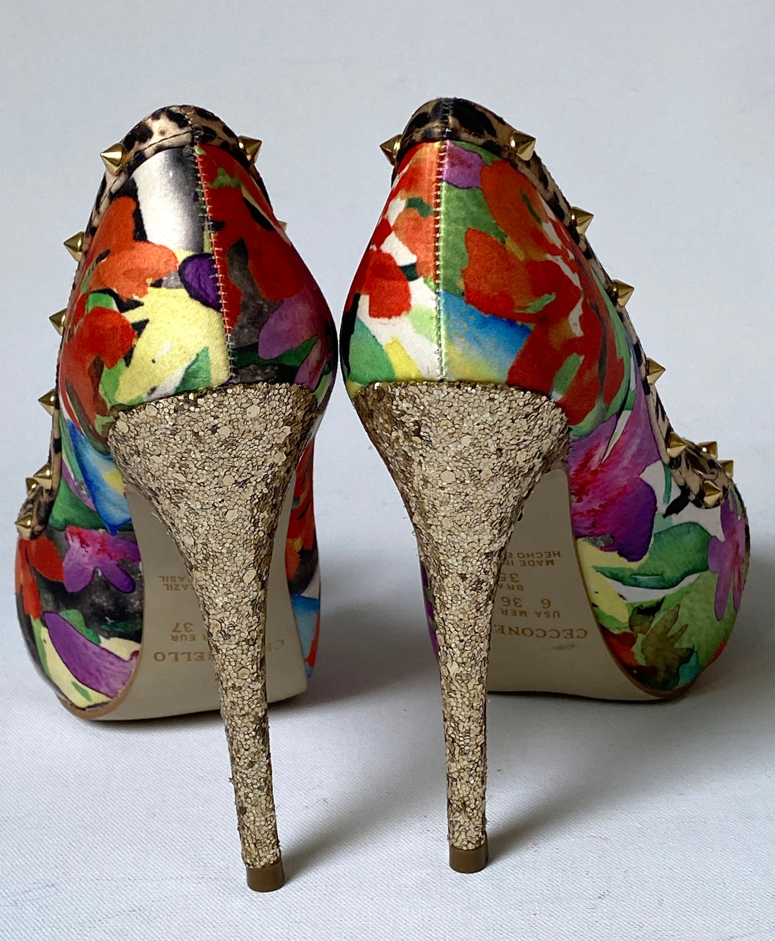 Striking and colorful shoes on high heels 10 cm. Trimmed with Etsy