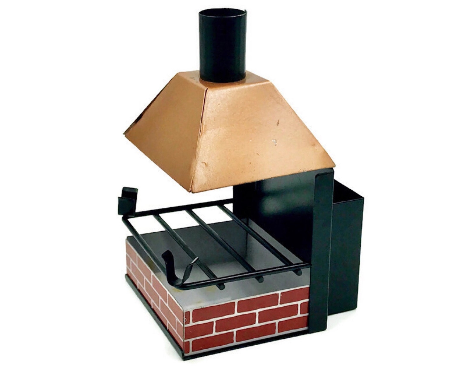 Vintage Novelty Metal Barbecue BBQ Ashtray and Cigarette Pack Holder